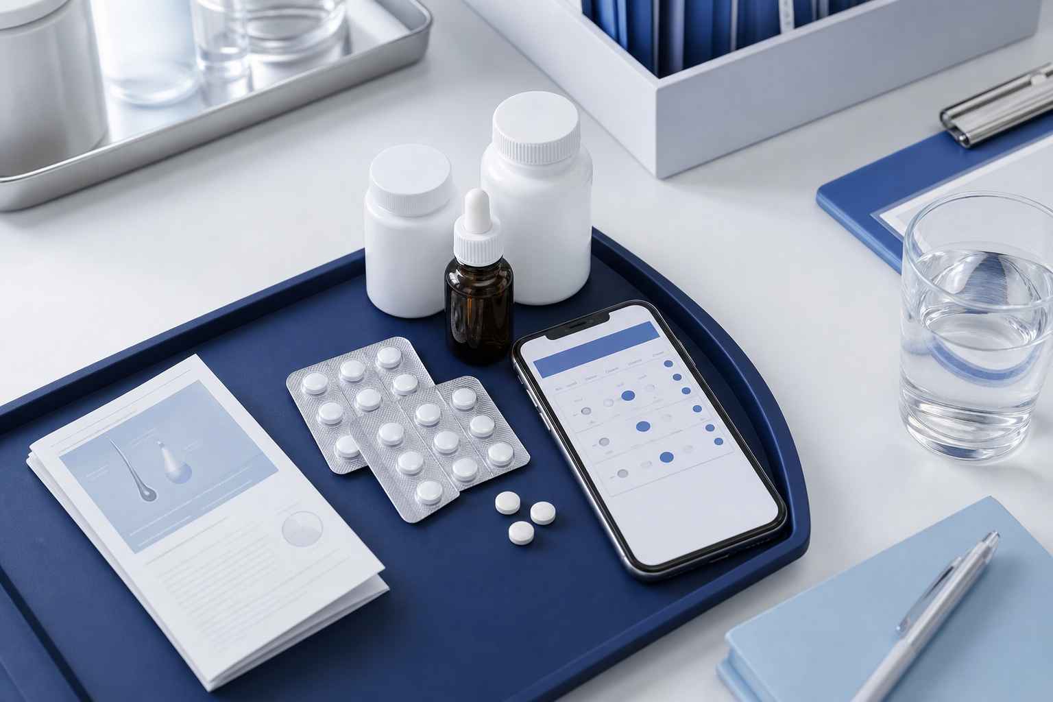 AGA治療薬と服用スケジュールを管理するイメージ
