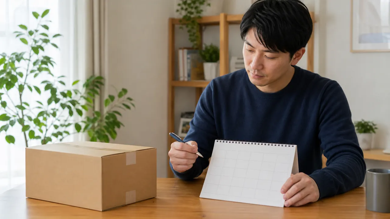 AGA治療の定期配送と通院予定を管理する男性