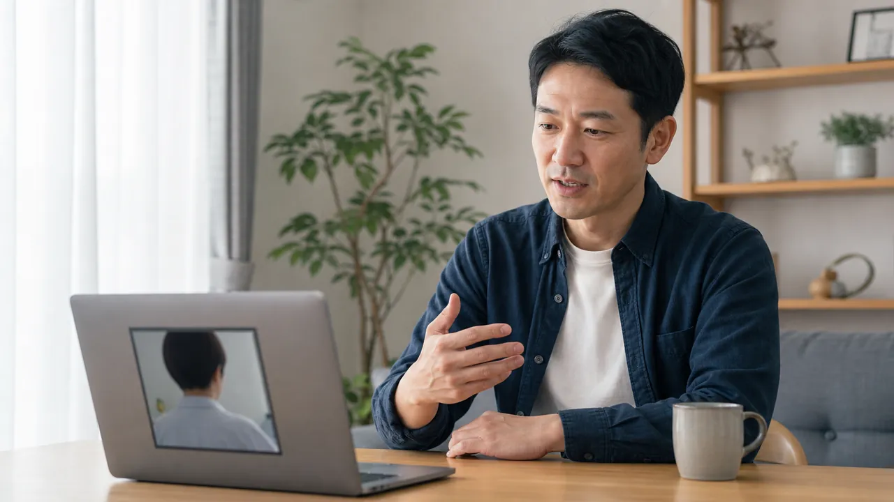 レビトラについてオンライン診療で相談する男性
