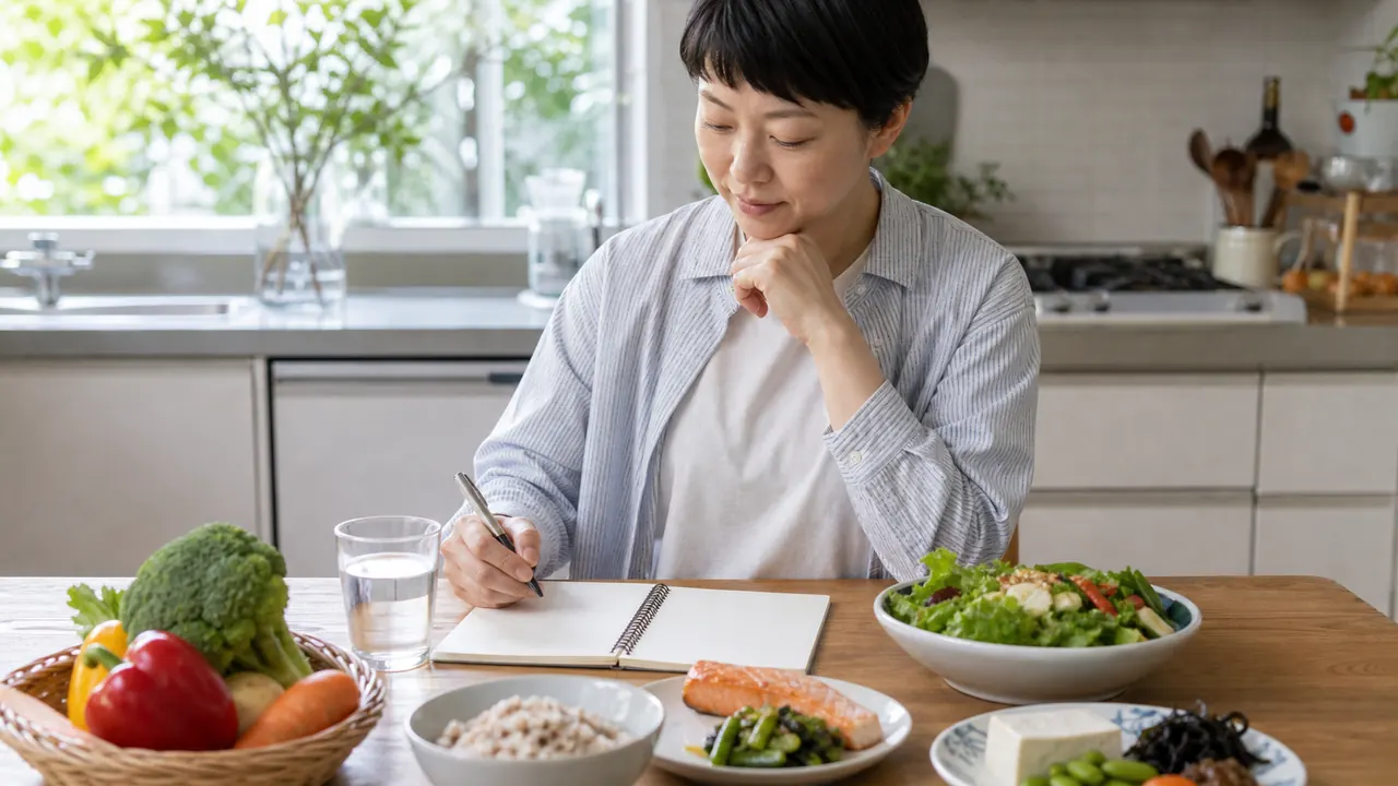 メディカルダイエット中の食事と生活習慣を無理なく計画する様子