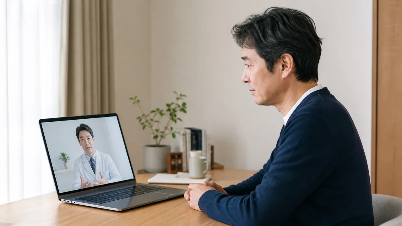 バルデナフィルについて医師に相談する男性
