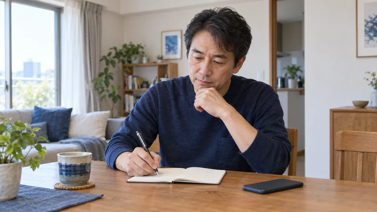 抜け毛の経過と気になる点を診察前に整理する男性 抜け毛の経過と気になる点を診察前に整理する男性