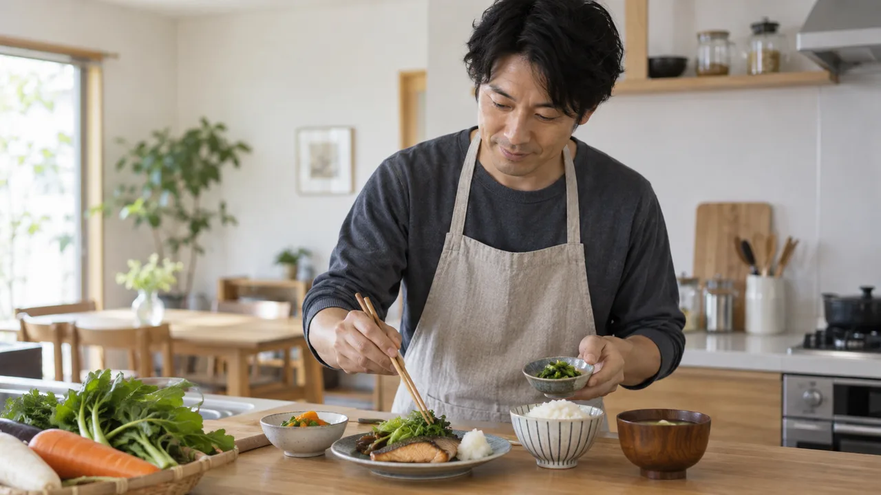 普段の食事や生活習慣を振り返る男性