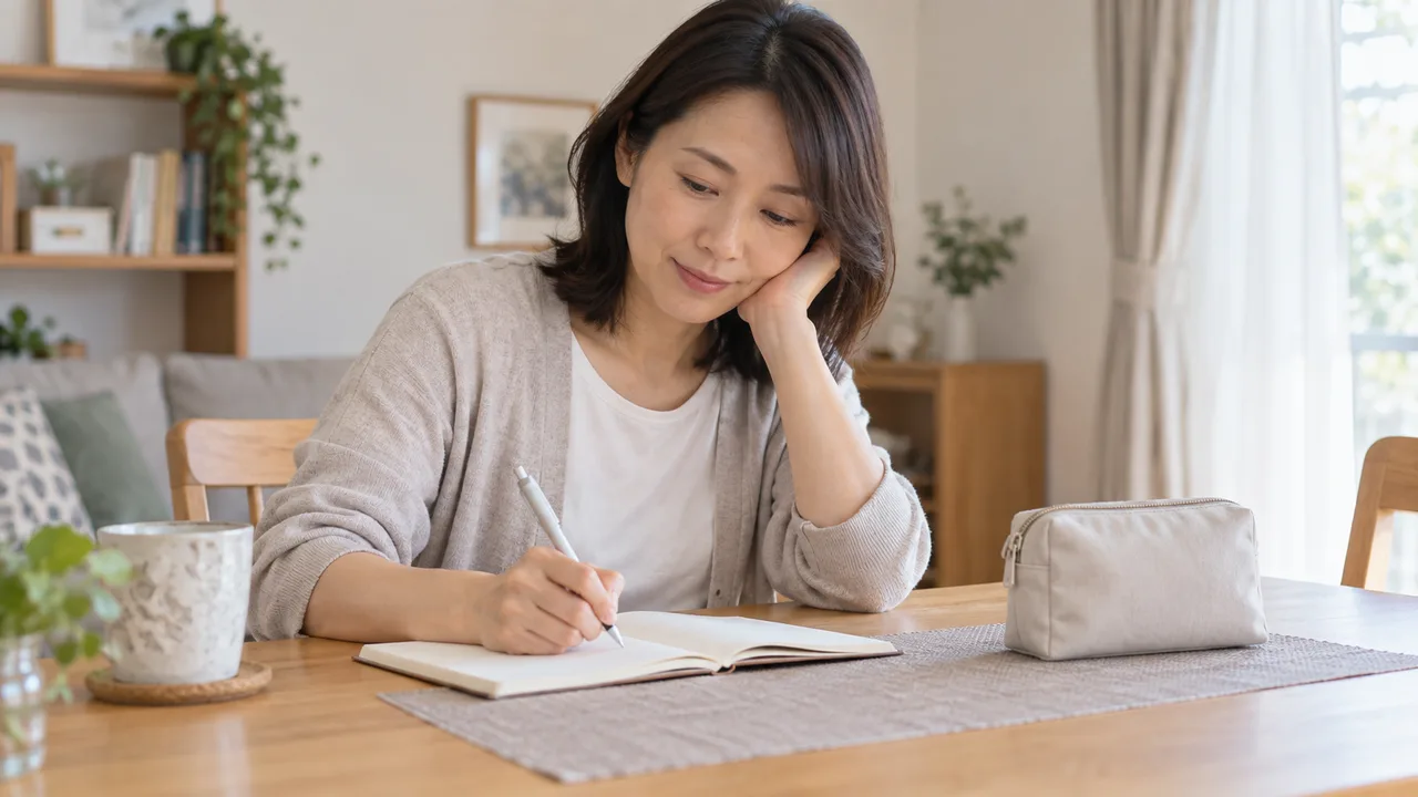 体調と服用中の薬を診察前に整理する女性