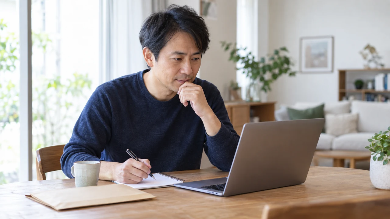 継続中の治療についてオンライン診察の準備をする男性