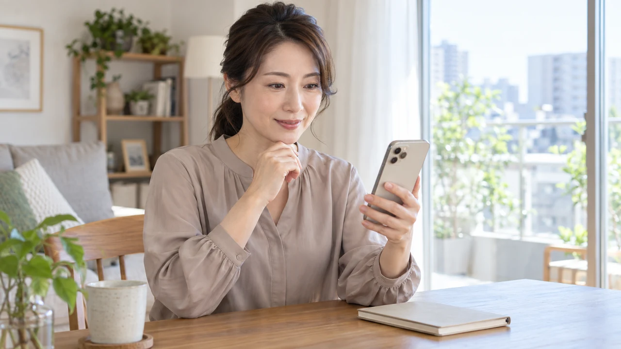 治療中の体調についてオンライン再診の準備をする女性 治療中の体調についてオンライン再診の準備をする女性