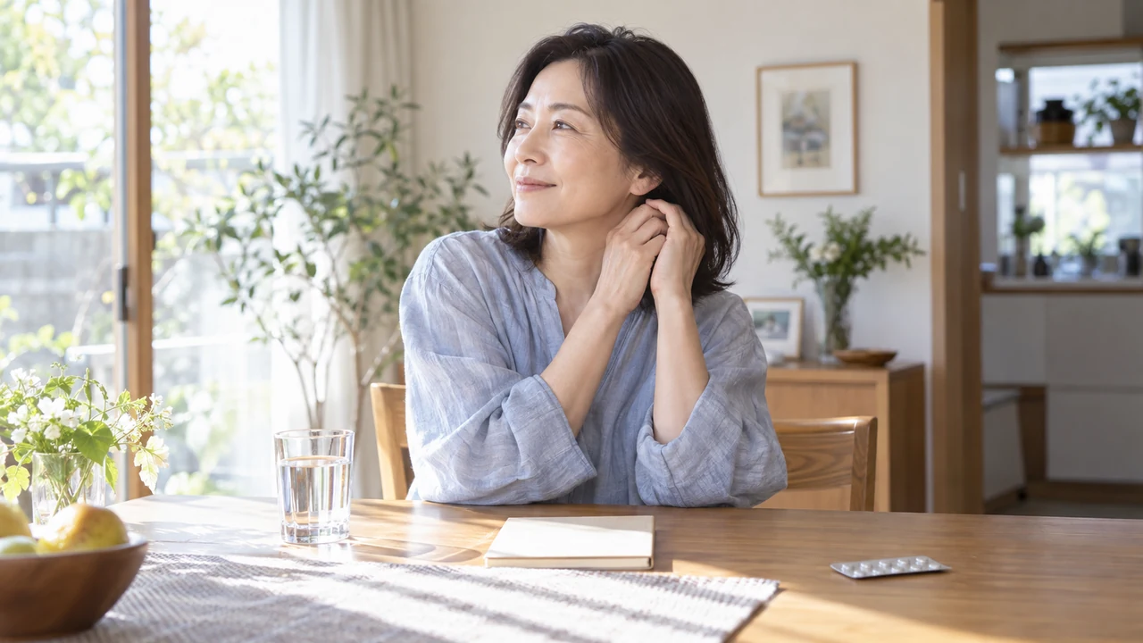 朝の服用習慣を整えるため自宅で準備をする女性 朝の服用習慣を整えるため自宅で準備をする女性