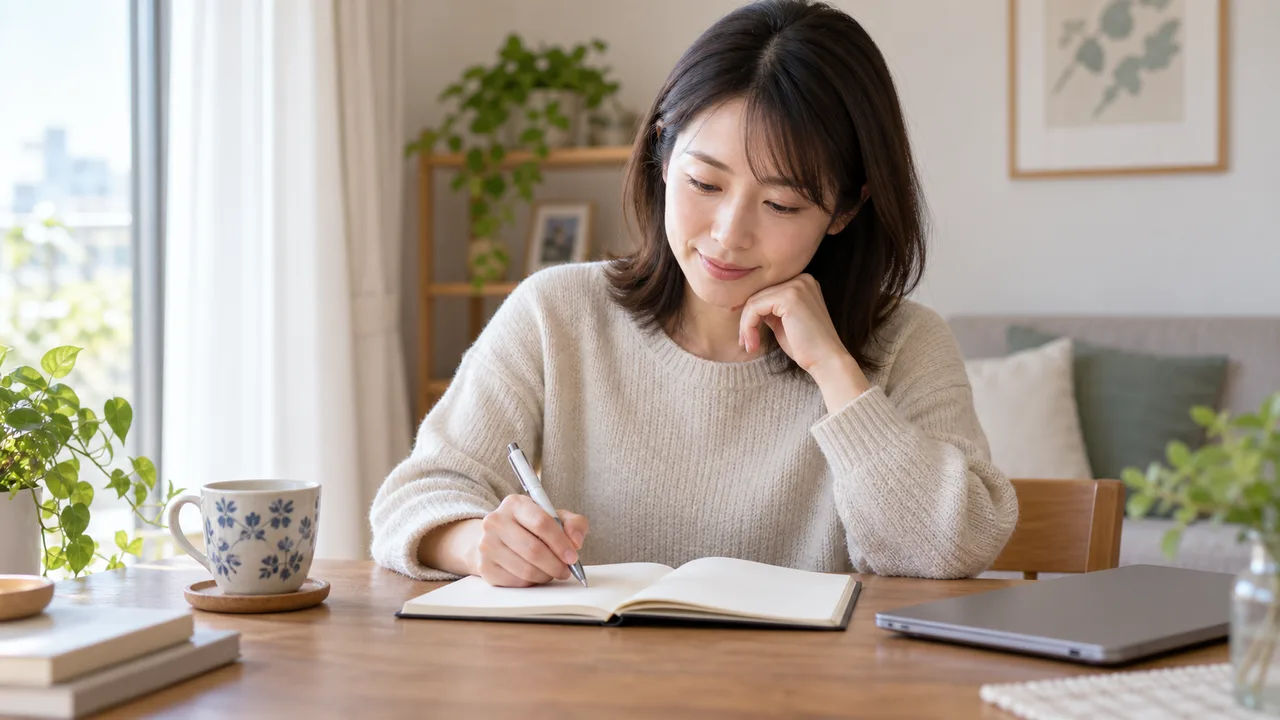 抜け毛が増えた時期を思い出しながら相談の準備をする女性