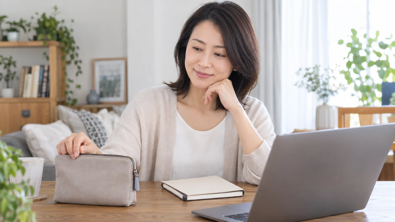 外用薬の継続についてオンライン診療の準備をする女性 外用薬の継続についてオンライン診療の準備をする女性